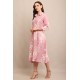 Riie  pastel pink floral print pure cotton a line dress