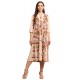 Riie Beige Floral Print Anarkali Pure Cotton Dress