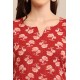 Riie  maroon floral print pure cotton kantha stich kurta 