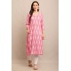 Riie blush pink ikkat soft pure cotton kurta dress