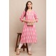 Riie blush pink ikkat soft pure cotton kurta dress