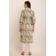 Riie  green floral print cotton silk mulmul kurta with lace detailing