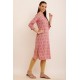 Riie  pink ikkat pure cotton  lace detailing kurta