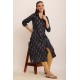 Riie  navy blue pure cotton  kantha stich dress