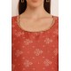 Riie  rust color silk kurta with golden zari lace detailed work