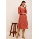Riie  rust color silk kurta with golden zari lace detailed work